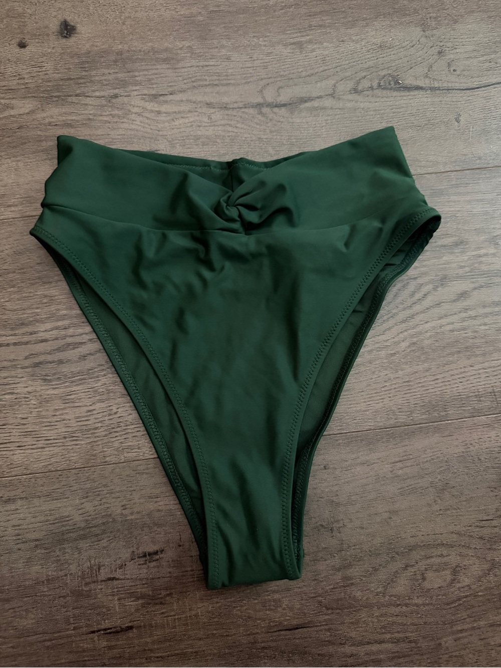 Aerie High-Waist Twist Front Bikini Bottom - Deep Green
